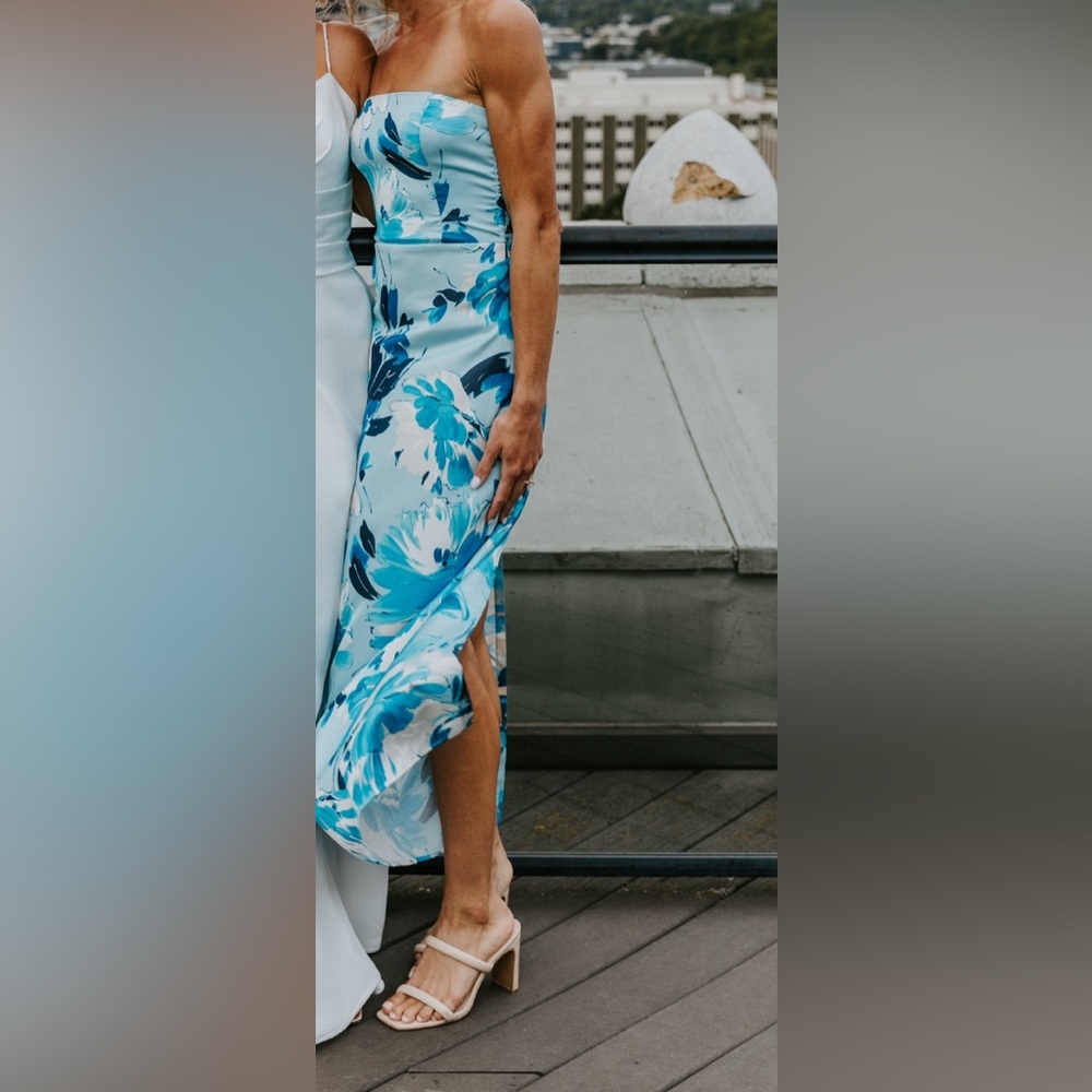 Strapless Satin Maxi Dress